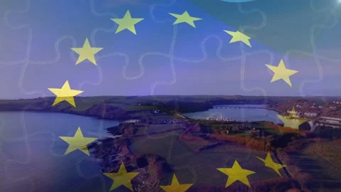 Hand entering upper right, placing white piece down, aligning, completing EU Stock Footage 334729225