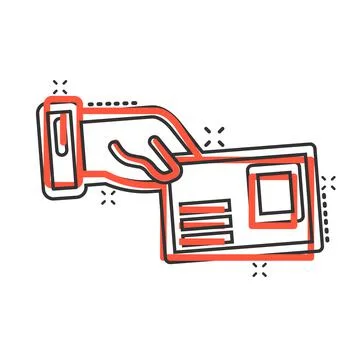 Hand with envelope icon in comic style. Mail letter delivery cartoon vector i Illustrazione stock