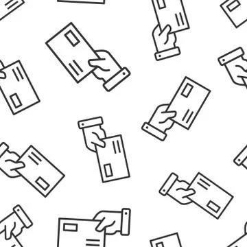 Hand with envelope icon in flat style. Mail letter delivery vector illustrati 스톡 일러스트