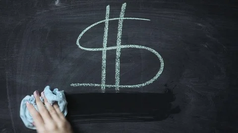 Hand erases the image of a dollar Stock Footage 74534034