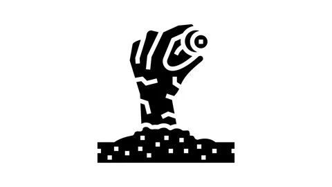 Hand evil zombie glyph icon animation Stock Footage 326159404