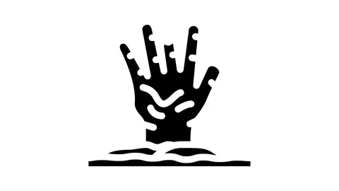 Hand evil zombie glyph icon animation Stock Footage 326746814