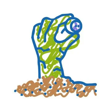 Hand evil zombie icon doodle illustration Stock Illustration
