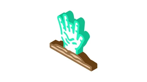Hand evil zombie isometric icon animation Stock Footage 327294945