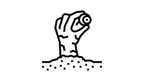 Hand evil zombie line icon animation Stock Footage 326137987