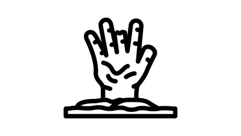 Hand evil zombie line icon animation Stock Footage 326766482