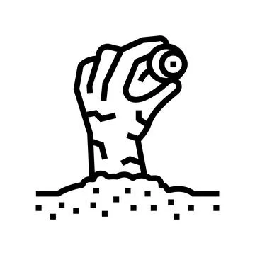 Hand evil zombie line icon vector illustration Stock Illustration