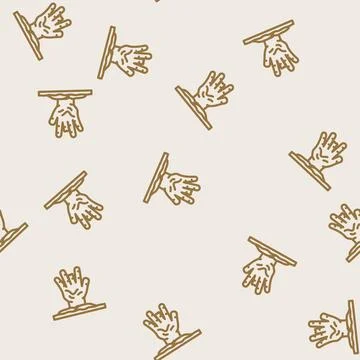 Hand evil zombie line vector seamless pattern Stock Illustration