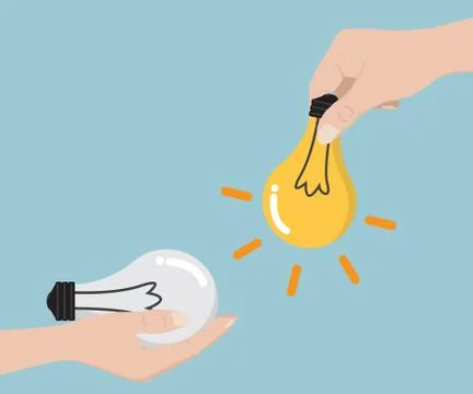 Hand Exchange Bulb Idea Vector Illustration Stock Illustration