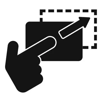 Hand expanding touch screen area with arrow symbol, expanding touch screen ar Illustrazione stock