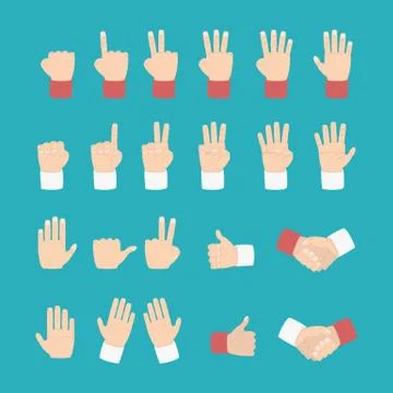Hand expression with various style - vector illustration Stock Illustration