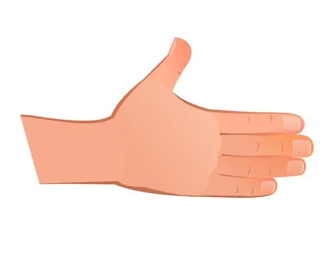 Hand extended for handshake. Object isolated on white background. Funny carto Stock Illustration