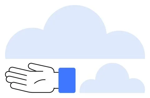 Hand Extending Beneath Blue Clouds Conceptualizing Support and Connectivity 스톡 일러스트
