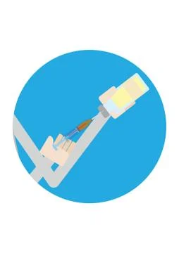 Hand Extracting Solution With Syringe Stock Illustration