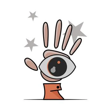 Hand with eye. Illustrazione stock