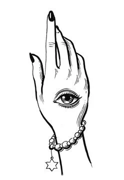 Hand with eye tattoo Stock Illustration