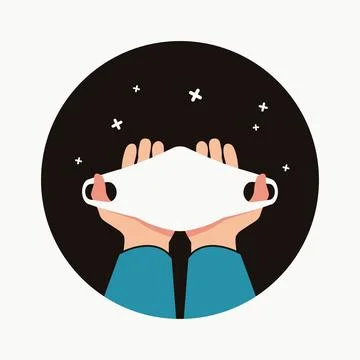 Hand with face mask design vector illustration Stock Illustration