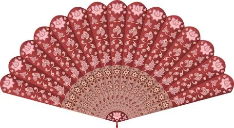 Hand fan with floral pattern Stock Illustration
