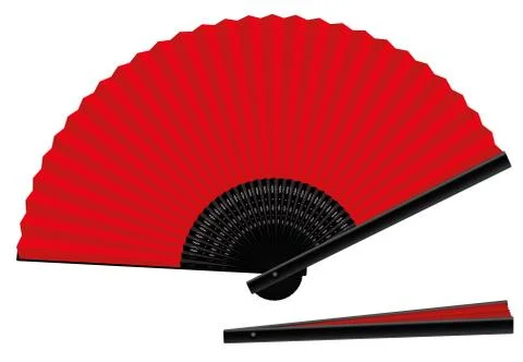 Hand Fan Open Closed Red Black Stock Illustration