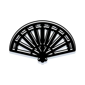 Hand fan open for cooling and cultural concept Stock Illustration