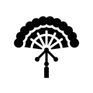 Hand fan vector, Chinese New Year related solid style icon Stock Illustration