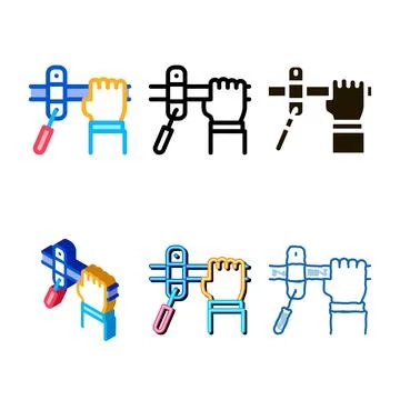 Hand fastens variety pipe icon vector outline Stock Illustration