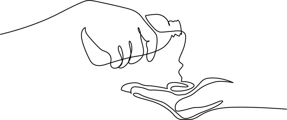 Hand feeding a bird Vector Stock Illustration