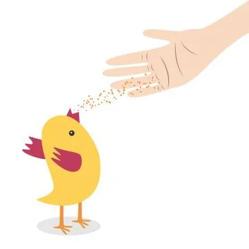 Hand feeding chicken Stock Illustration