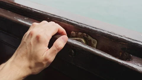 Hand on the ferry window Video stock 280348919