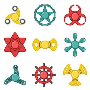 Hand fidget spinner extra vector colorful icon set Stock Illustration
