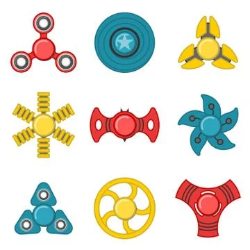 Hand fidget spinner extra vector colorful icon set 스톡 일러스트