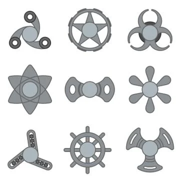 Hand fidget spinner extra vector grey icon set Stock Illustration