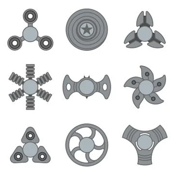 Hand fidget spinner extra vector grey icon set Stock Illustration