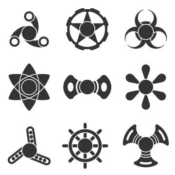 Hand fidget spinner extra vector shape icon set Stock Illustration