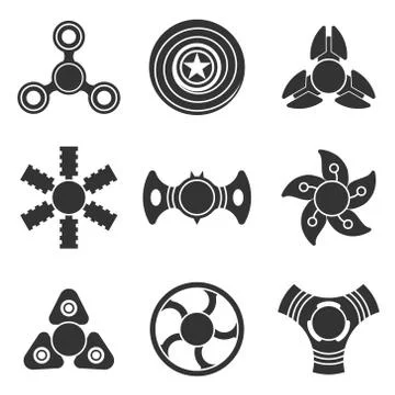 Hand fidget spinner extra vector shape icon set Stock Illustration