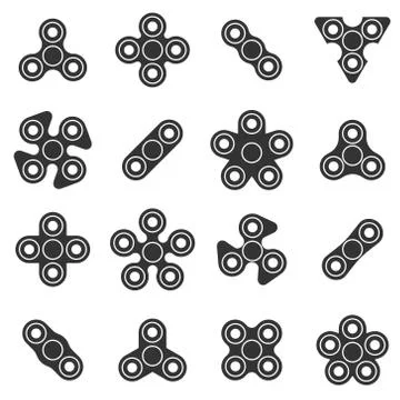 Hand fidget spinner toy vector shape icon set Stock Illustration