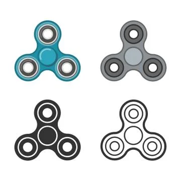 Hand fidget spinner vector color and line icons Stock Illustration