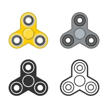 Hand fidget spinner vector color and line icons Stock Illustration