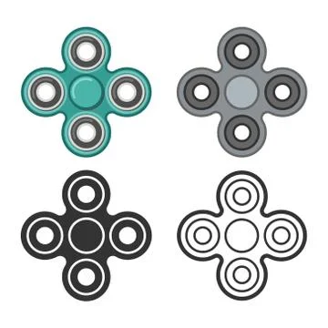 Hand fidget spinner vector color and line icons Stock Illustration