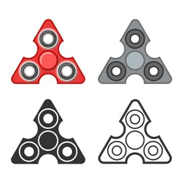Hand fidget spinner vector color and line icons Stock Illustration