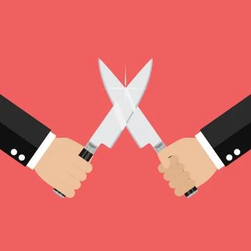 Hand fighting with knives Stock Illustration
