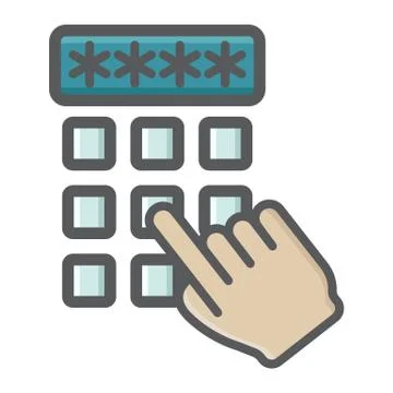 Hand finger entering pin code colorful icon Stock Illustration