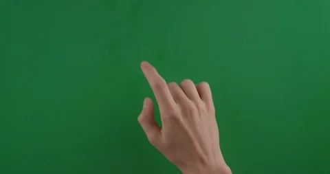Hand Finger Gesture Touching Green Screen Background Display Stock Footage