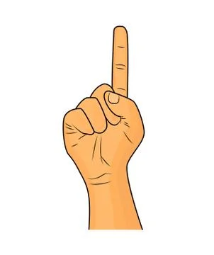 Hand finger up gesture vector - realistic cartoon illustration. Image of huma Illustrazione stock