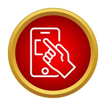 Hand with a finger interacting with a mobile device touch screen 스톡 일러스트