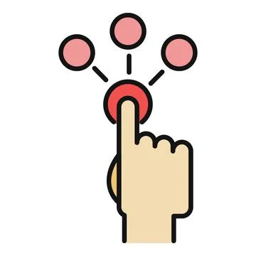 Hand finger interacting with multiple choice options Stock Illustration
