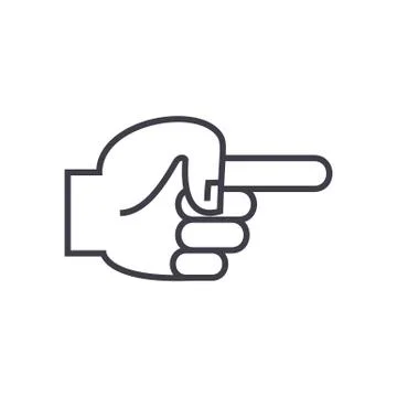 Hand finger pointer back vector line icon, sign, illustration on background Stock Illustration