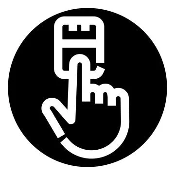 Hand finger pressing button icon on black background Stock Illustration