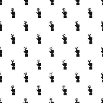Hand finger pressing button with tick pattern Illustrazione stock