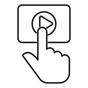Hand finger pressing play button interface icon Illustrazione stock